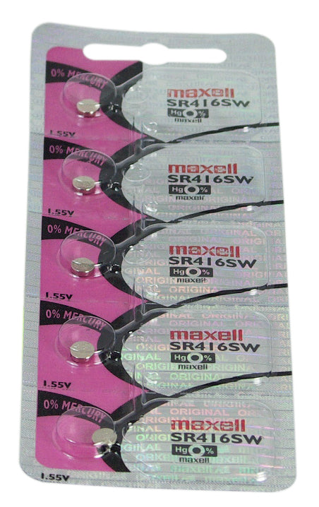 Maxell Battery / SR416SW 1.55V Silver Oxide Button Cell Battery ...