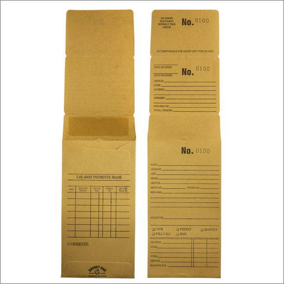 Repair & Layaway  envelopes- 3 Tier part New-yellow-100pcs