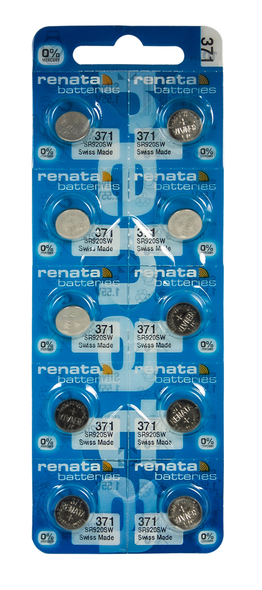 Renata #371 Silver Oxide Battery - 5 Pack
